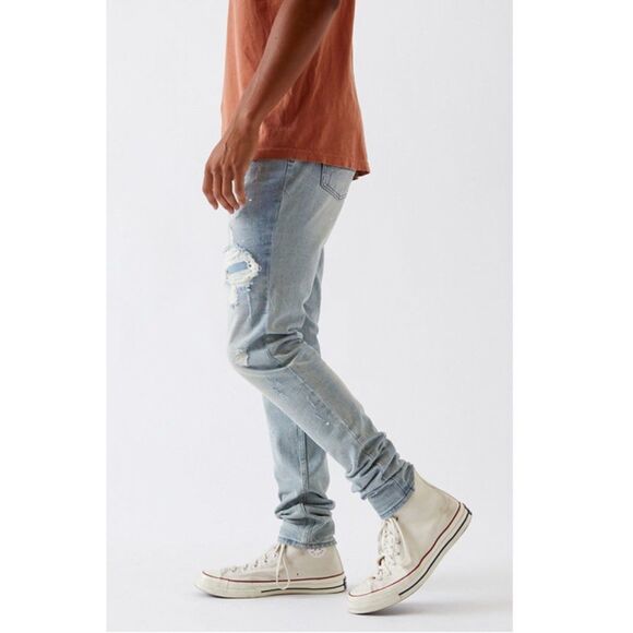 PacSun Light Stitch & Repair Stacked Skinny Jeans - Picture 4 of 16